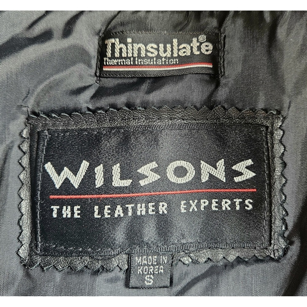 Wilsons Leather Trench Coat Black Duster Small Thinsulate Batwing Dolman Long - Picture 4 of 16